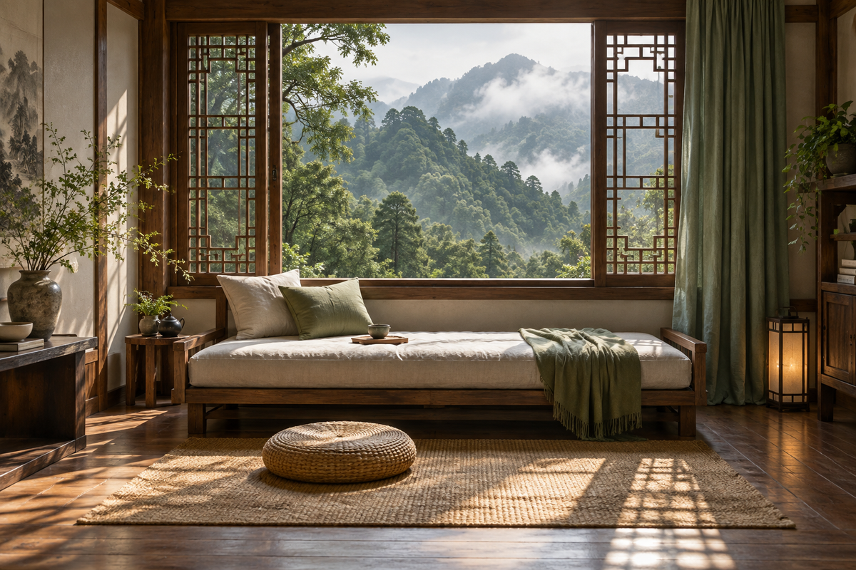 A quiet interior with traditional furnishings