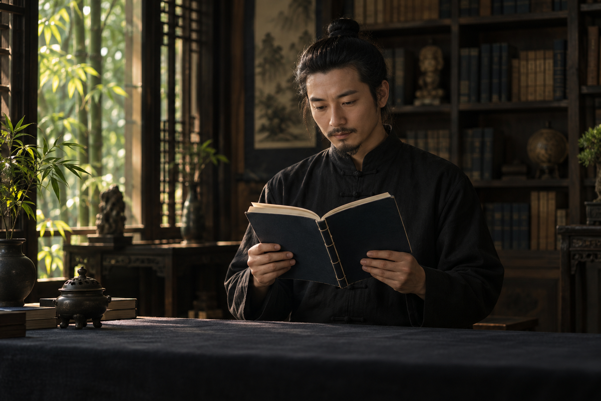 A man holding a book